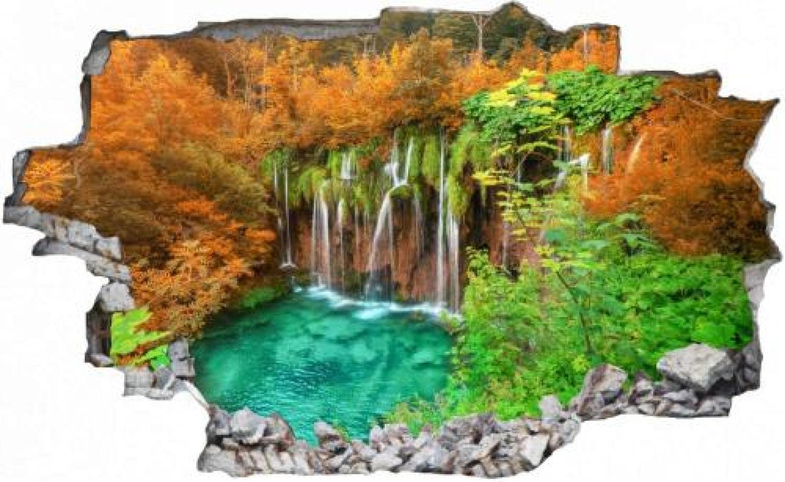 Gougeltd Etiqueta De La Pared 3D Cascada selva naturaleza Tatuajes De Pared Pegatinas Murales De Vinilo Decoración De La Habitación De Los Niños 80x120cm