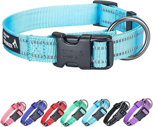 EXCELLENT ELITE SPANKER Collar reflectante para perro, clásico collar ajustable de nailon transpirable para mascotas con hebilla de liberación