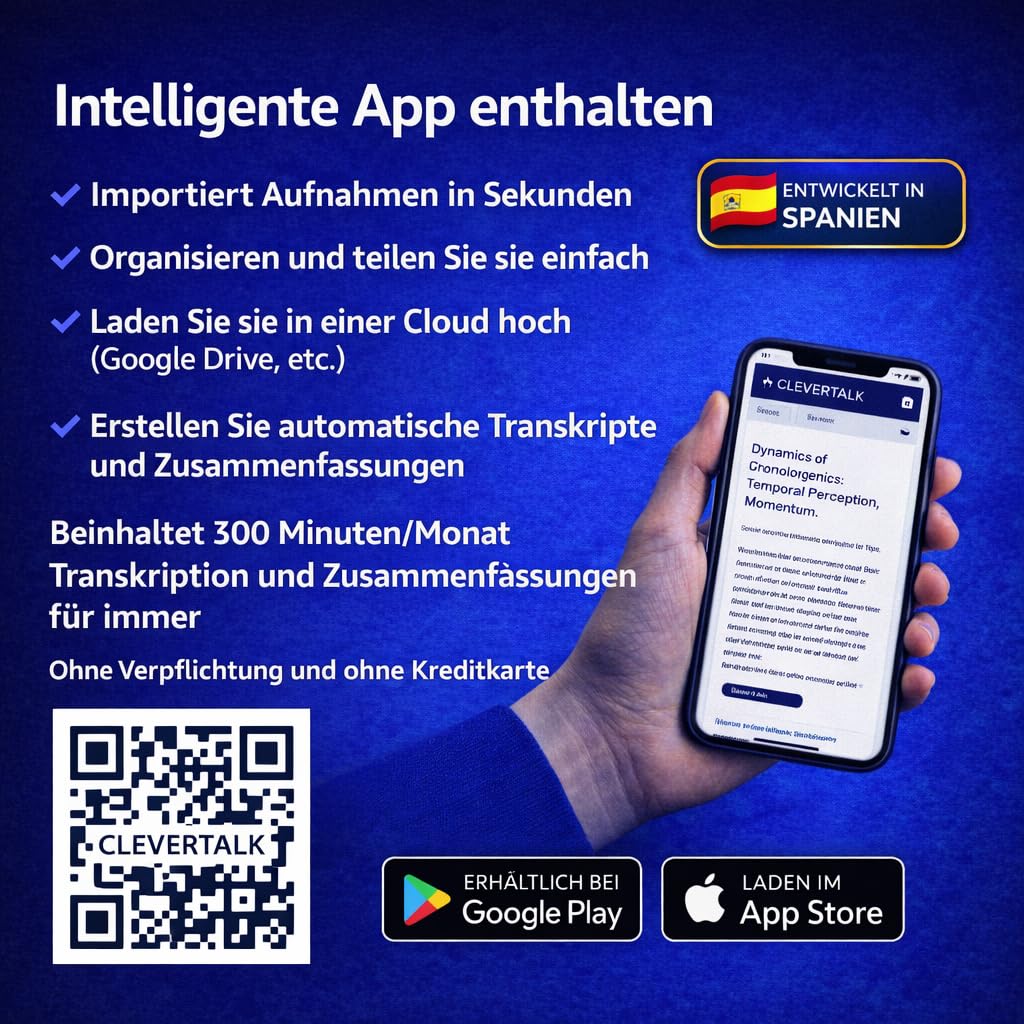 CleverTalk Diktiergerät Professionell 128GB – HD Audio PCM 1536kbps – Sprachaktivierung – Doppelmikrofon Rauschunterdrückung – Aufnahmegerät USB-C für Vorlesungen, Meetings, Interviews