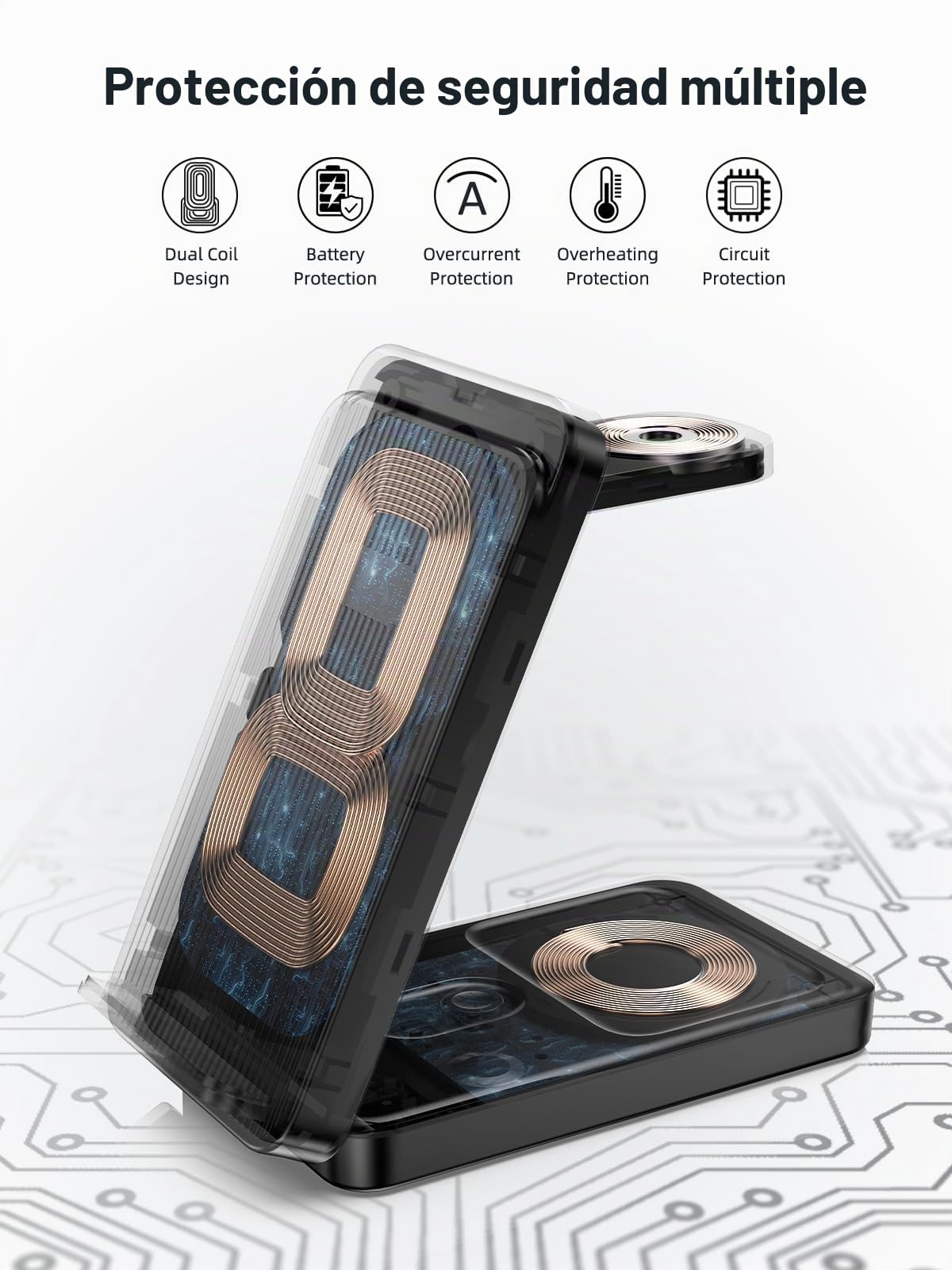 Estación de carga inalámbrica para Google Pixel Watch 3/2 (no para Watch 1), soporte de cargador inalámbrico 3 en 1 para Google Pixel 9 Pro/9/8/7/6/5/4, Pixel Buds Pro
