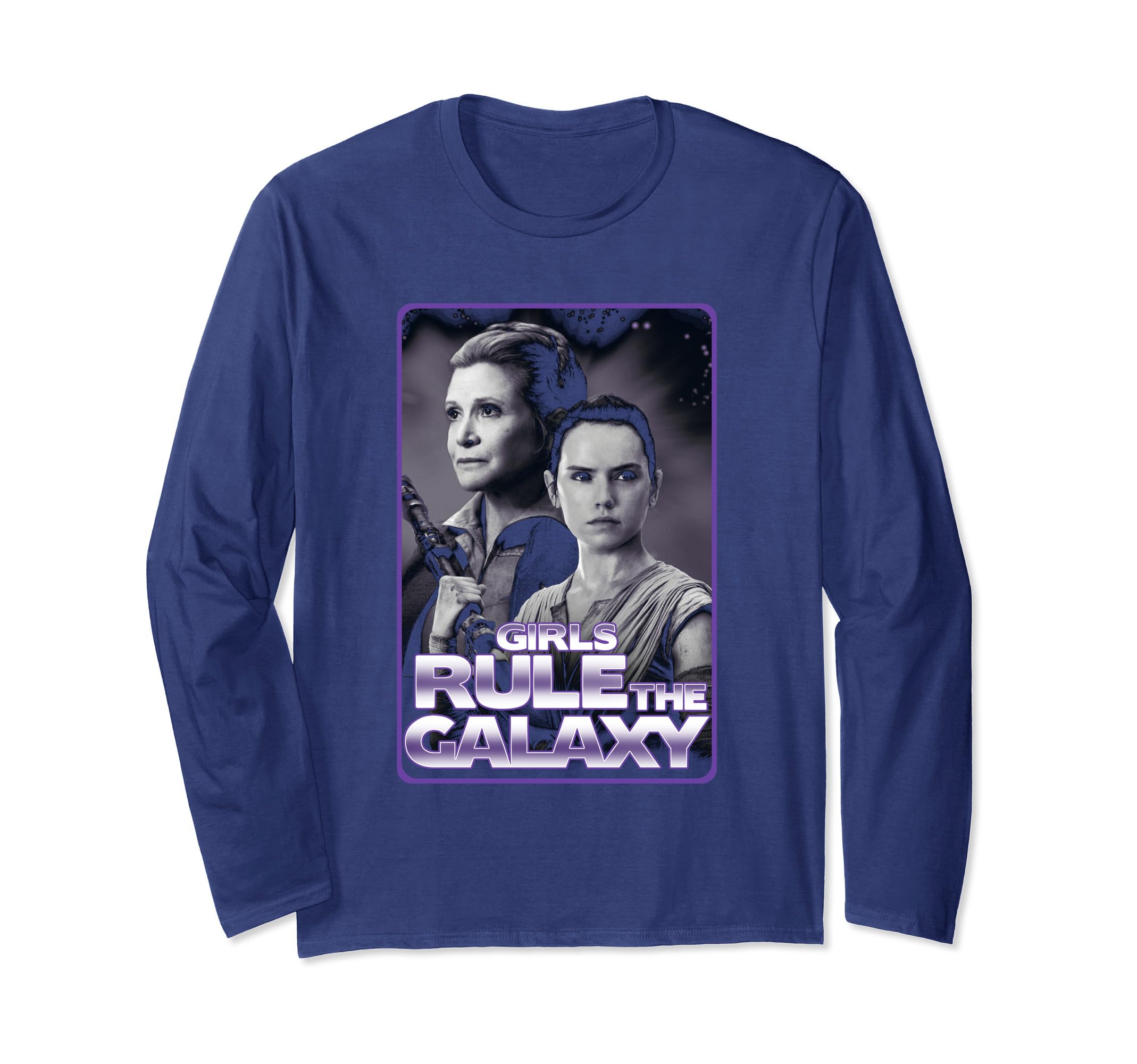Star Wars General Organa, Rey Episode 7 Sticker Long Sleeve T-Shirt, Blue