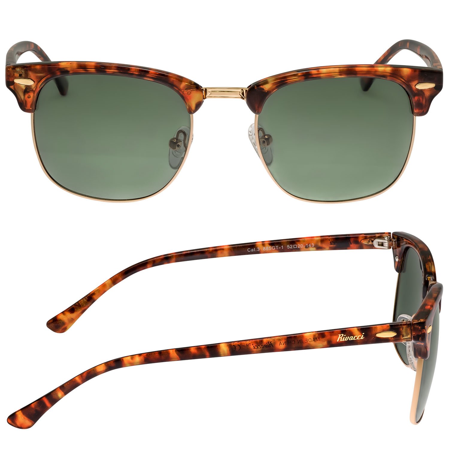 Rivacci VINTAGE Mens \u0026 Womens POLARIZED Sunglasses CLUBMASTER - Best TAC  DRIVING GLASSES – RETRO Shades for Men \u0026 Women - Gold Tortoise Green Gray  Lens - Buy Online - 34125538