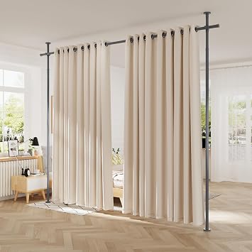 110in Wide No Drilling Adjustable Tension Curtain Rod for Room Divider