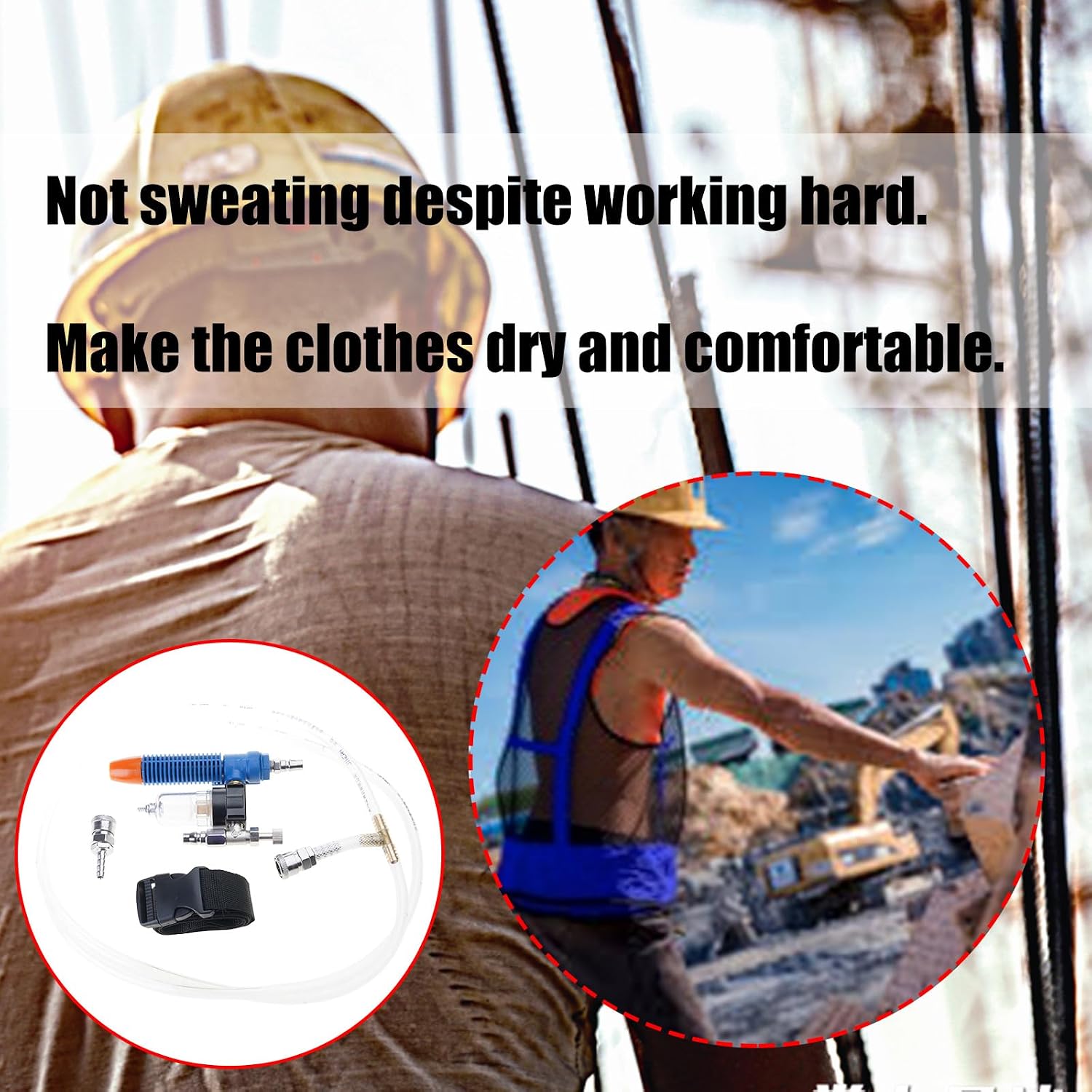 Air Compressors Cooling Vest for Outdoor Heat Work with Filter and Adjustable Waistband Daily Use Vortexes Cooling Vest