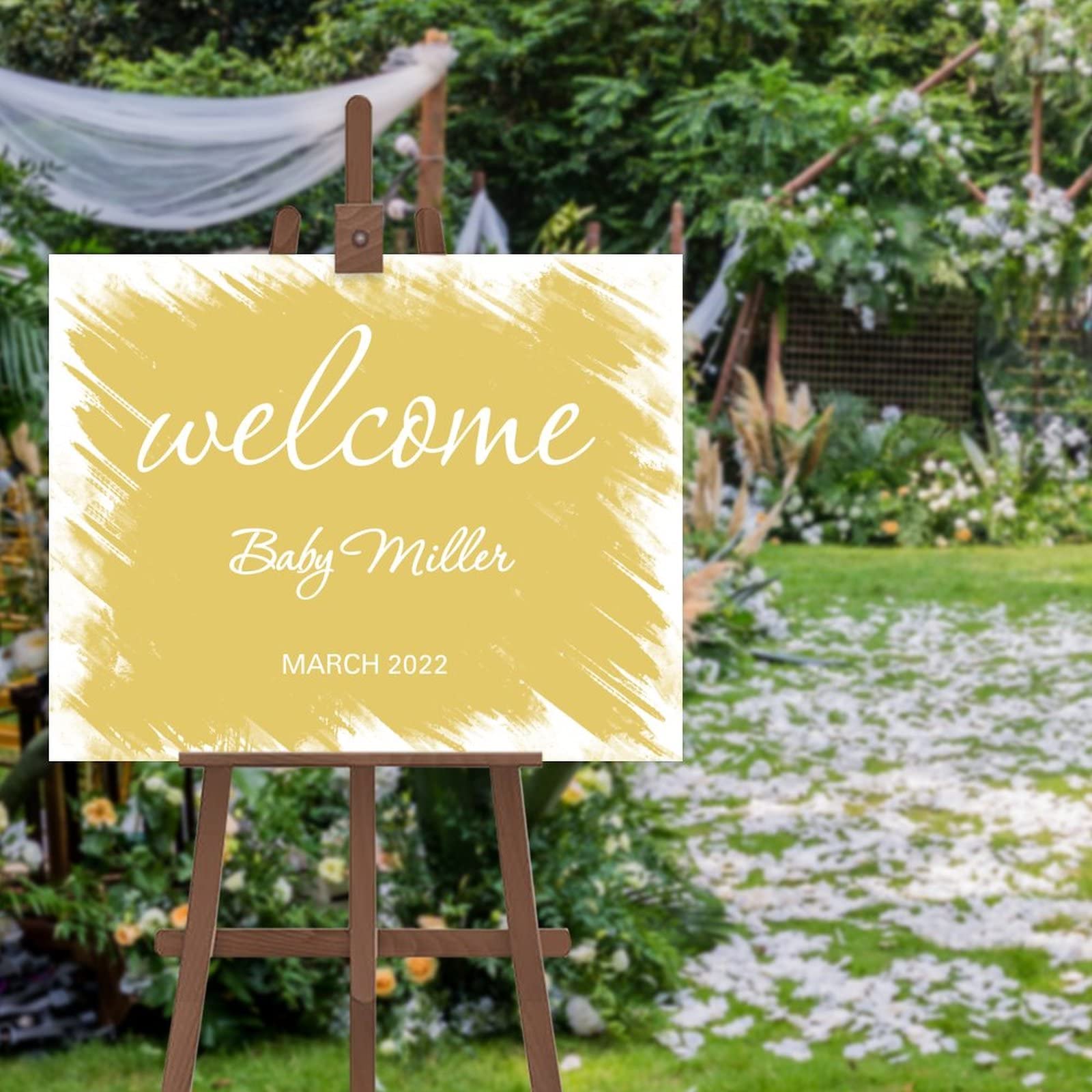 Prosty znak powitalny weselny dostosuj 'Welcome To Our Wedding Sign Custom Made Any Date Wedding Reception and Ceremonia Dekoracje 45 x 61 cm