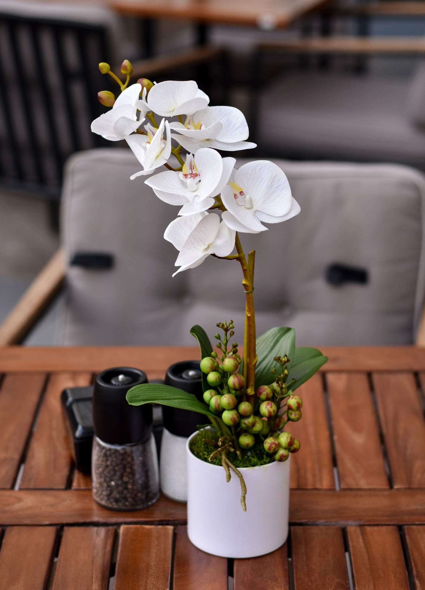 Yatai Real Touch Artificial Orchid Flowers Branches In Plastic Pot With Moss Grass Arrangement Fake Flowers Artificial Plants For Wedding Decoration