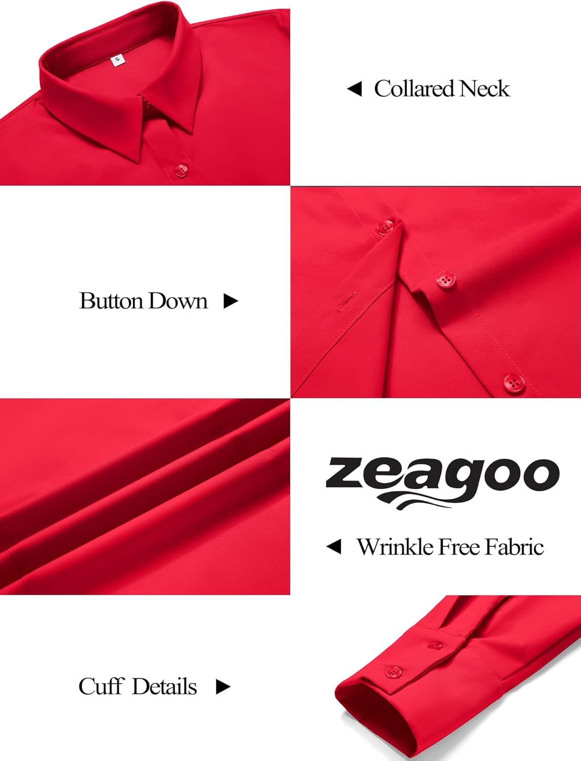Zeagoo Button Down Shirts for Women Wrinkle Free Long Sleeve Collared Dress Blouses Casual Work Office Tunics Tops - Image 8