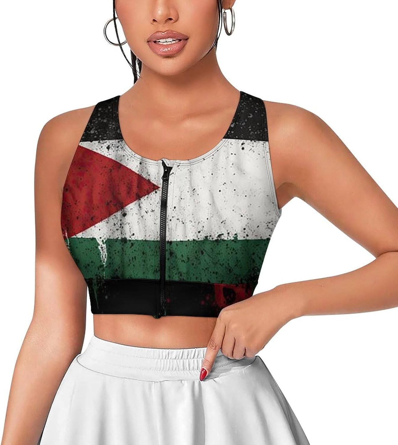Zakqeik British Flag Crop Tank Top for Women Full Zip Up Sleeveless Workout Yoga Gym Short Cropped Jacket
