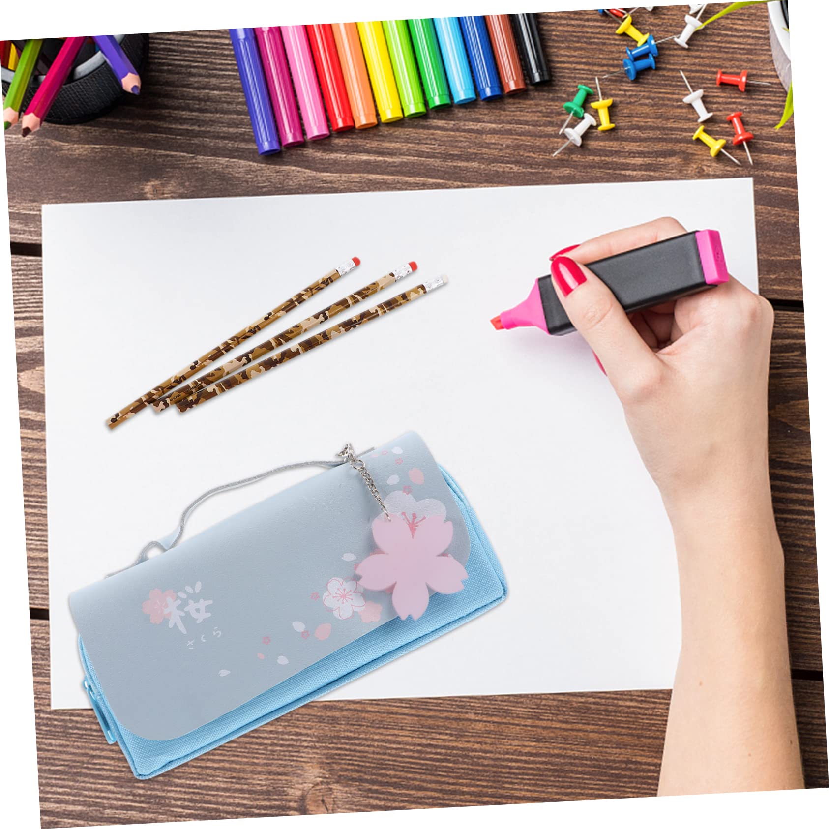 Tofficu Estuche para Lápices De 2 Piezas para Estudiantes Bolsa De Papelería De Gran Capacidad Bolsa para Lápices con Doble Cremallera Cubierta Adhesiva Portátil para Mayor Seguridad.