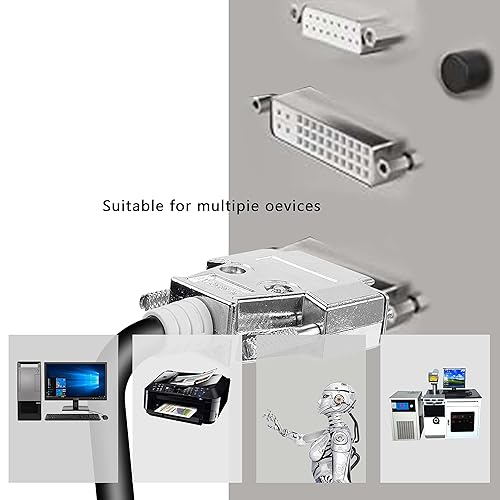 Miniatura 6 de XMSJSIY DB15 RS232 Adaptador de conector serie sin soldadura, cable de extensión de puerto chapado en oro de 15 pines, cable de datos blindado con