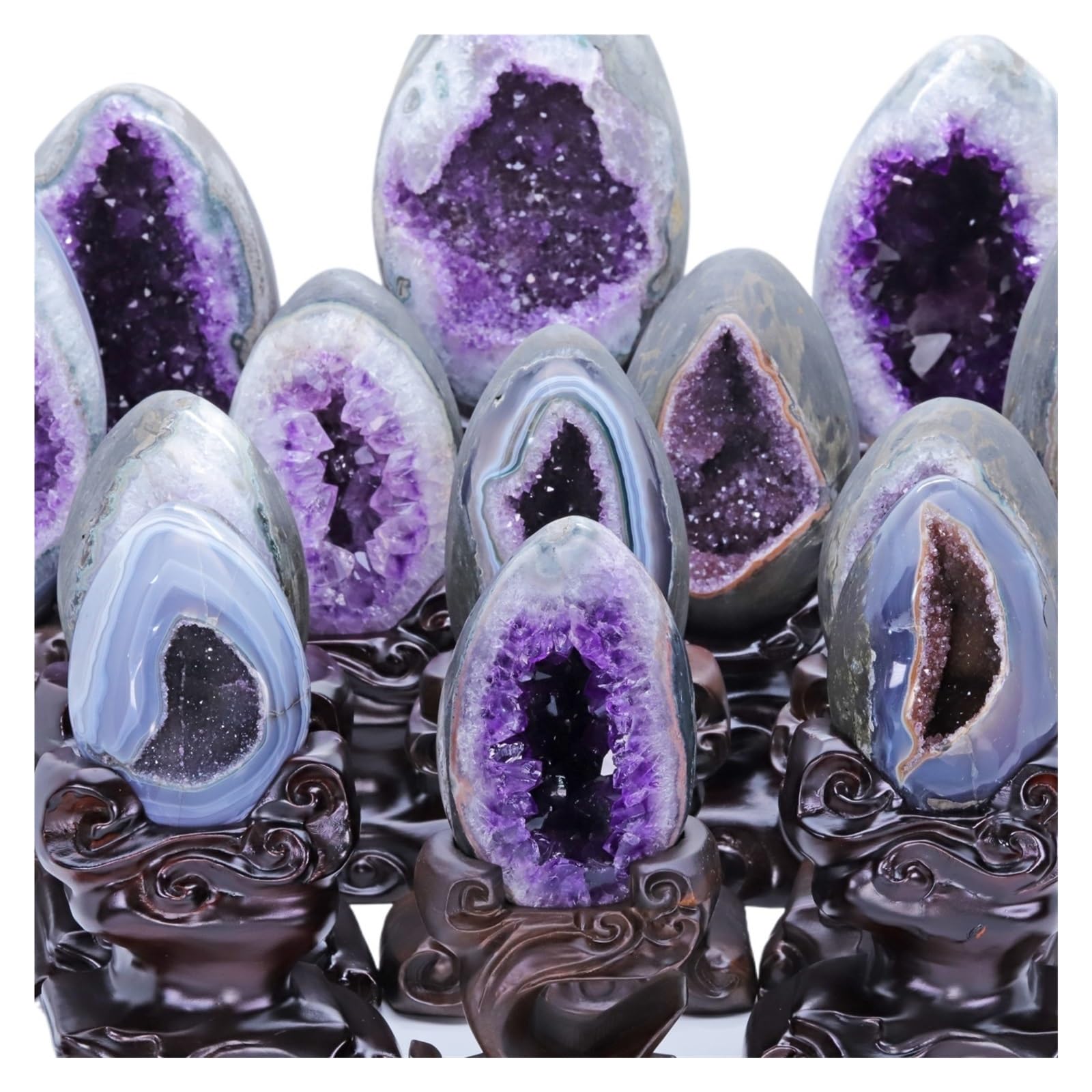 Racimo de Cristales Geoda de Amatista Natural, racimo de Cuarzo, espécimen de Cristal, Mineral curativo energético, decoración del hogar(Color:No.24)
