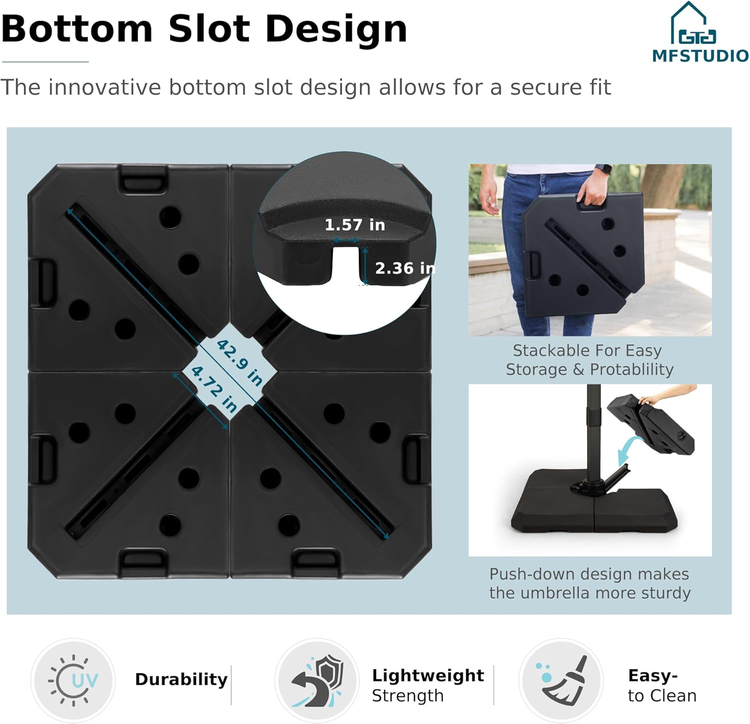 MFSTUDIO 9' x 12' Cantilever Patio Umbrella with Base Included, 360°Rotation Outdoor Umbrella, Rectangular Large Double Top Aluminum Hydraulic Offset Umbrella for Pool Deck Backyard, Gray