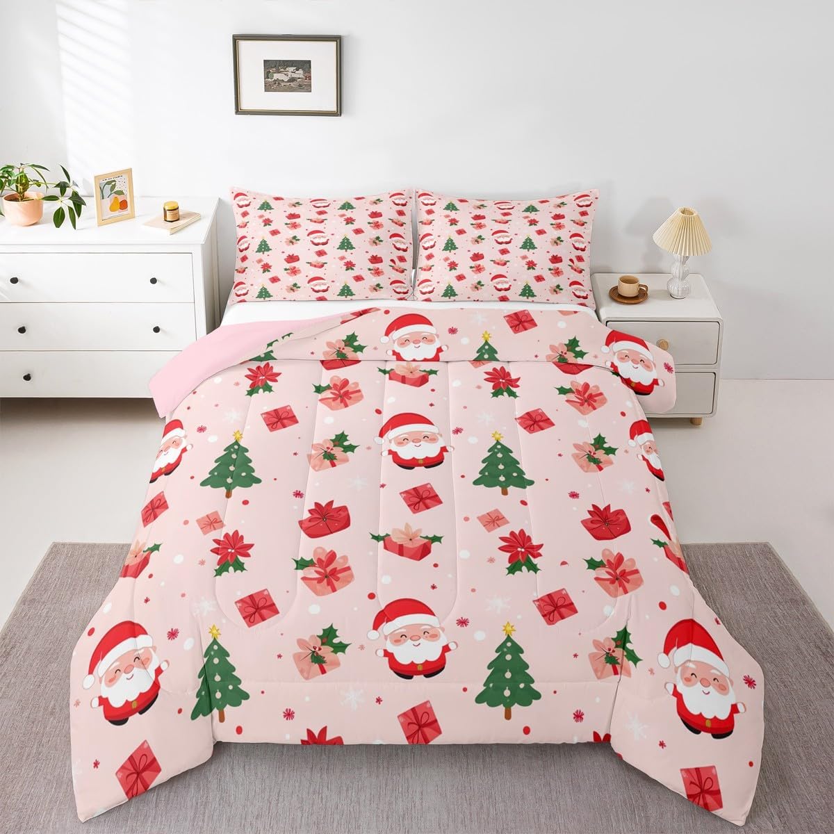 Feelyou Ombre Comforter King, Pink Purple Gradient Duvet Set - 3Pcs