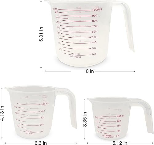 Miniatura 3 de Veeanve - Juego completo de tazas y cucharas medidoras - Kit completo de medición de cocinacocina - 3 tazas medidoras líquidas, 5 cucharas