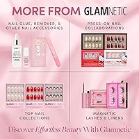 Vista 143 de Glamnetic Uñas a presión – Red Affair Uñas cortas de punta francesa con purpurina roja almendra con un acabado brillante 15 tamaños – Kit de 30