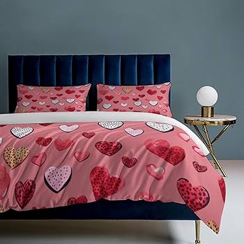 ZGDPBYF 3-Piece Quilt Set Pink Valentine's Day Pink | Heart