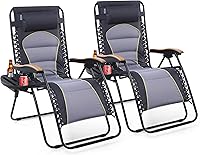 Vista 8 de Sophia & William Juego de 2 sillas de gravedad cero XXL de gran tamaño, acolchadas, ajustables, plegables, reclinables, sillas de gravedad