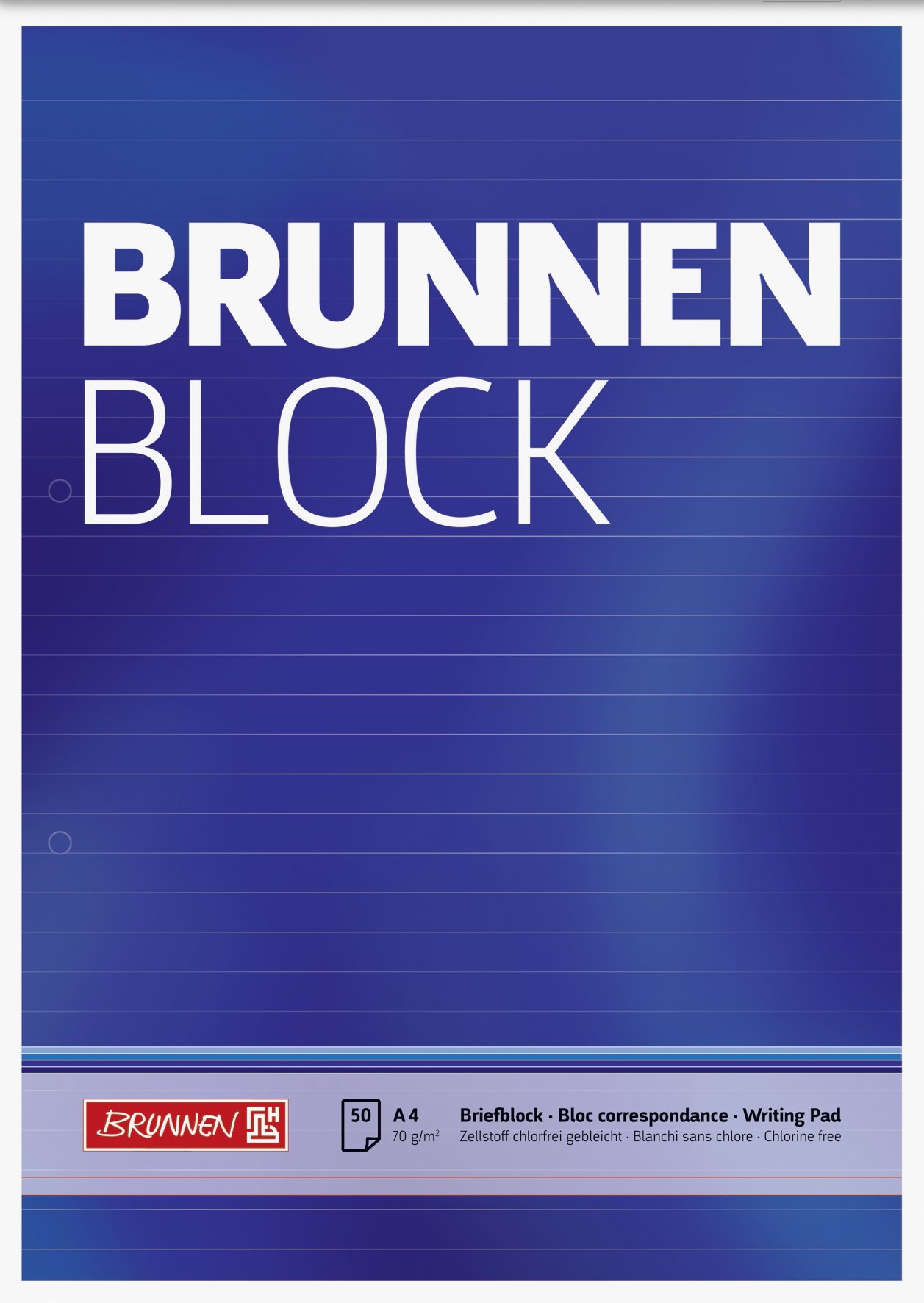 Brunnen Blocco per lettere formato A4 a righe 50 fogli 70 g/m² 2 fori