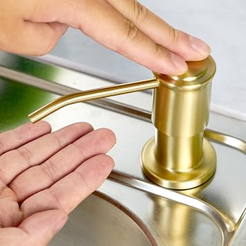 Maizoon Built-in Soap Dispenser for Kitchen 304 Stainless Steel Pump Head with 500ML/17OZ Bottle and 100CM/39Inches Extension Tube Dish Soap Hand Lotion Dispenser Golden