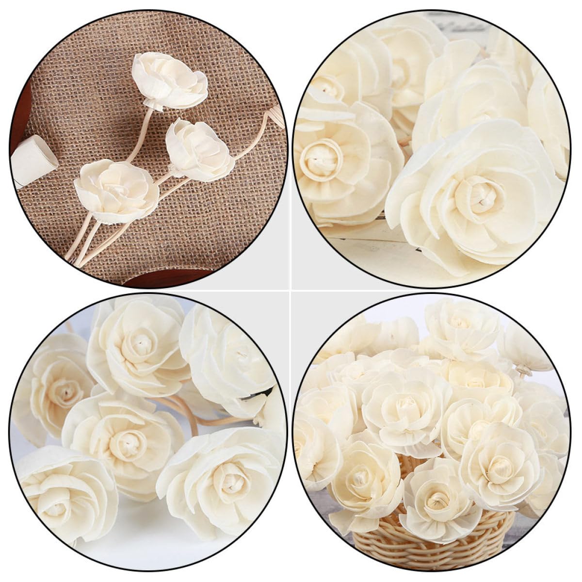 VICASKY Bâtonnets Aromatiques en Rotin Forme Fleur pour Diffuseur de Parfum, Lot de 6 Pièces, Libération D'huile Essentielle, Décoration Intérieure Cuisine et Hôtel
