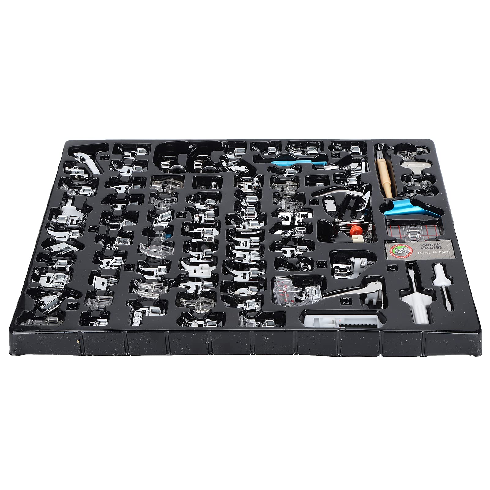 Juego de pie prensador duradero de 82 piezas para máquinas de coser domésticas, efectivo para manualidades de costura doméstica, kit de acero inoxidable para el hogar