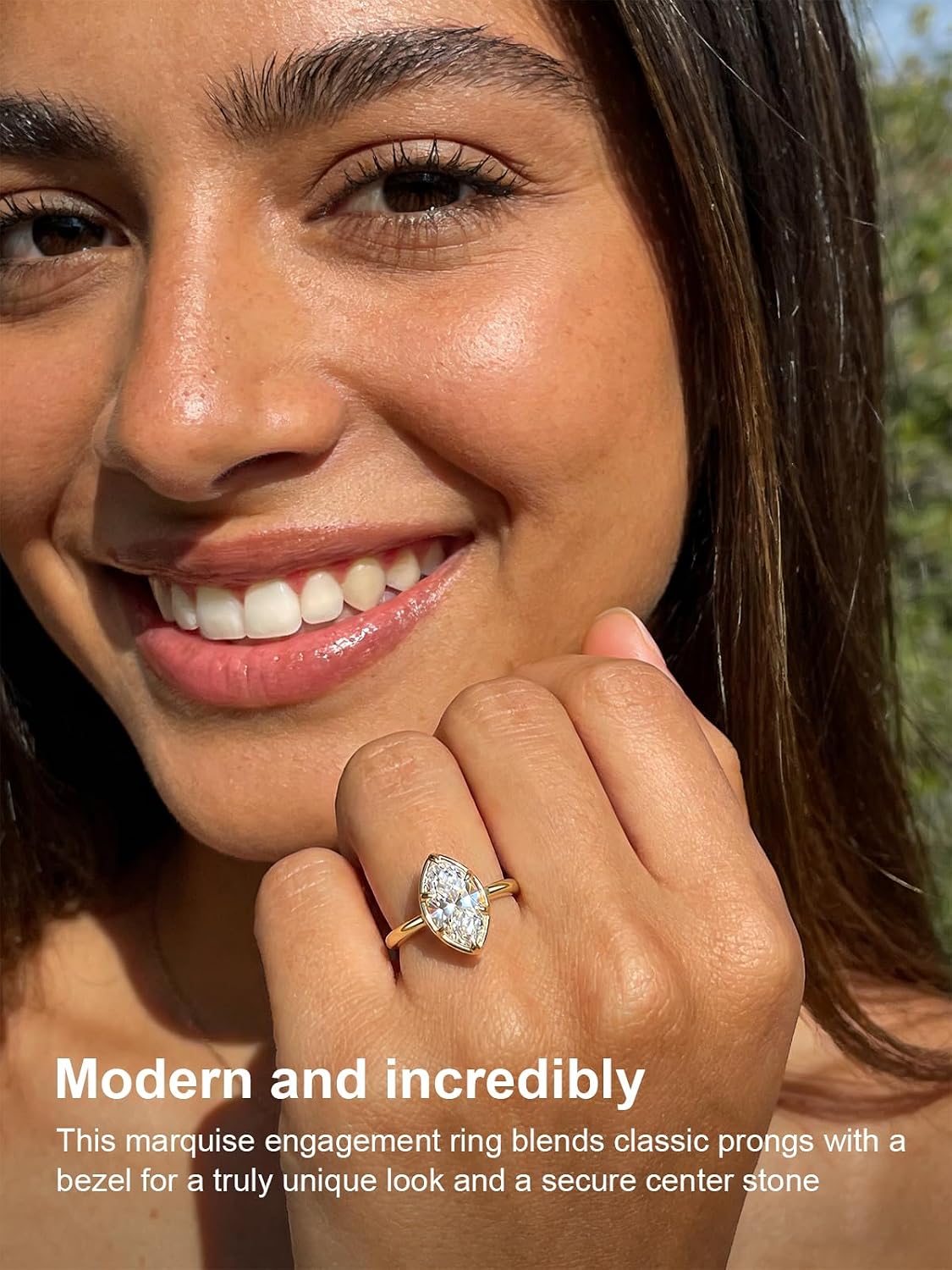 AVECON 3.5CT Marquise Engagement Ring for Women, 5A Cubic Zirconia Promise Wedding Band with Bezel & 6 Prongs, 14K Gold/White Gold Plated Simulated Diamond Travel Rings Gift for Her, Size 5-10