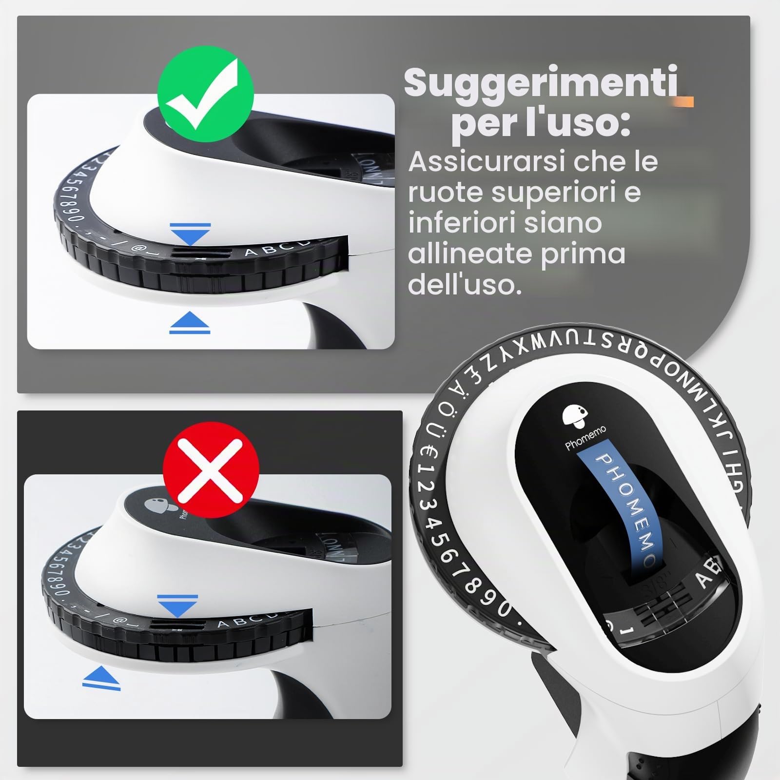 Phomemo Etichettatrice 3D E975, etichettatrice portatile per etichettatrice nera con 6 nastri, design ergonomico, per casa