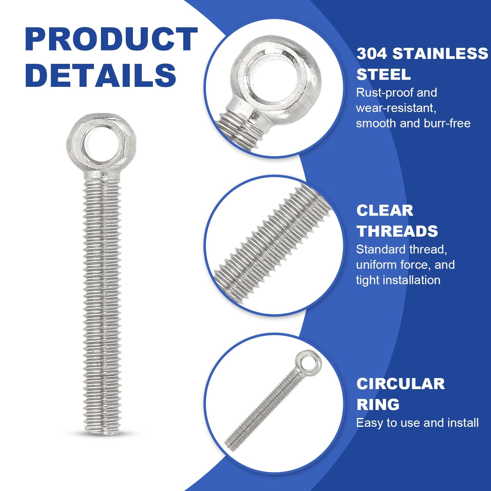 PATIKIL M5x39mm Lifting Shoulder Eye Bolts - Image 3