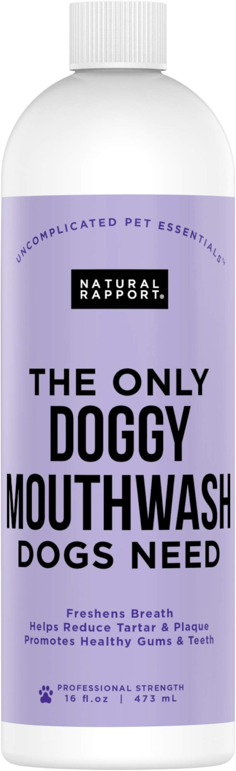Natural RapportDog Mouthwash - The Only Doggy Mouthwash Dogs Need - Dog Breath Freshener Water Additive for Dental Care (16 fl oz.)