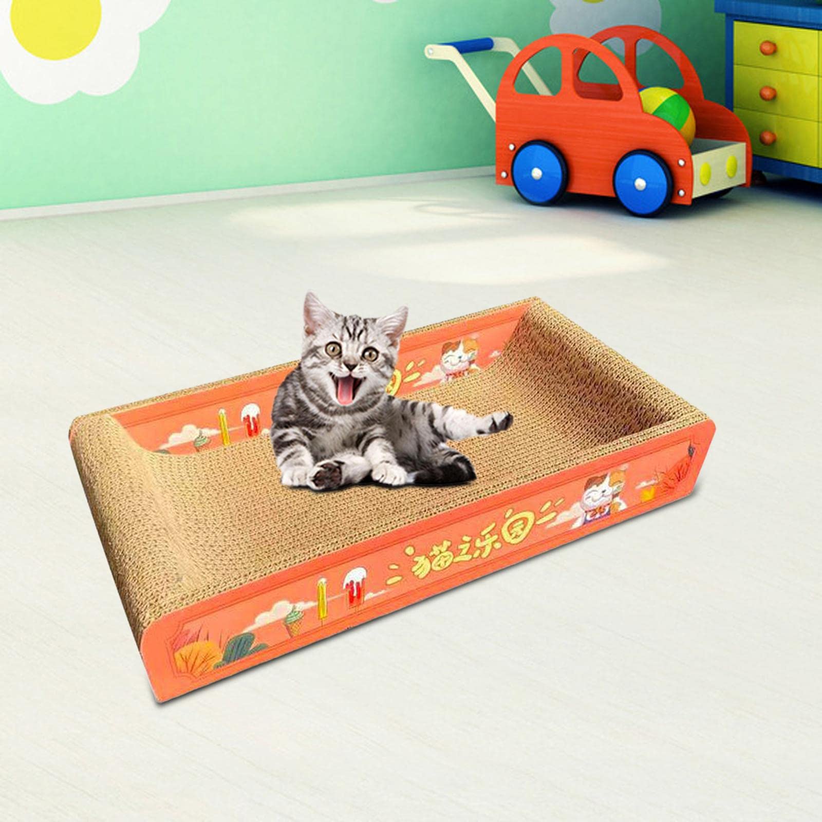 Tiragraffi per Gatti, Lettino da Salotto Grinding Artiglio Scratch Toy Nido Resistente all'Usura Tiragraffi in Cartone Ondulato per Gatti da, Rosso