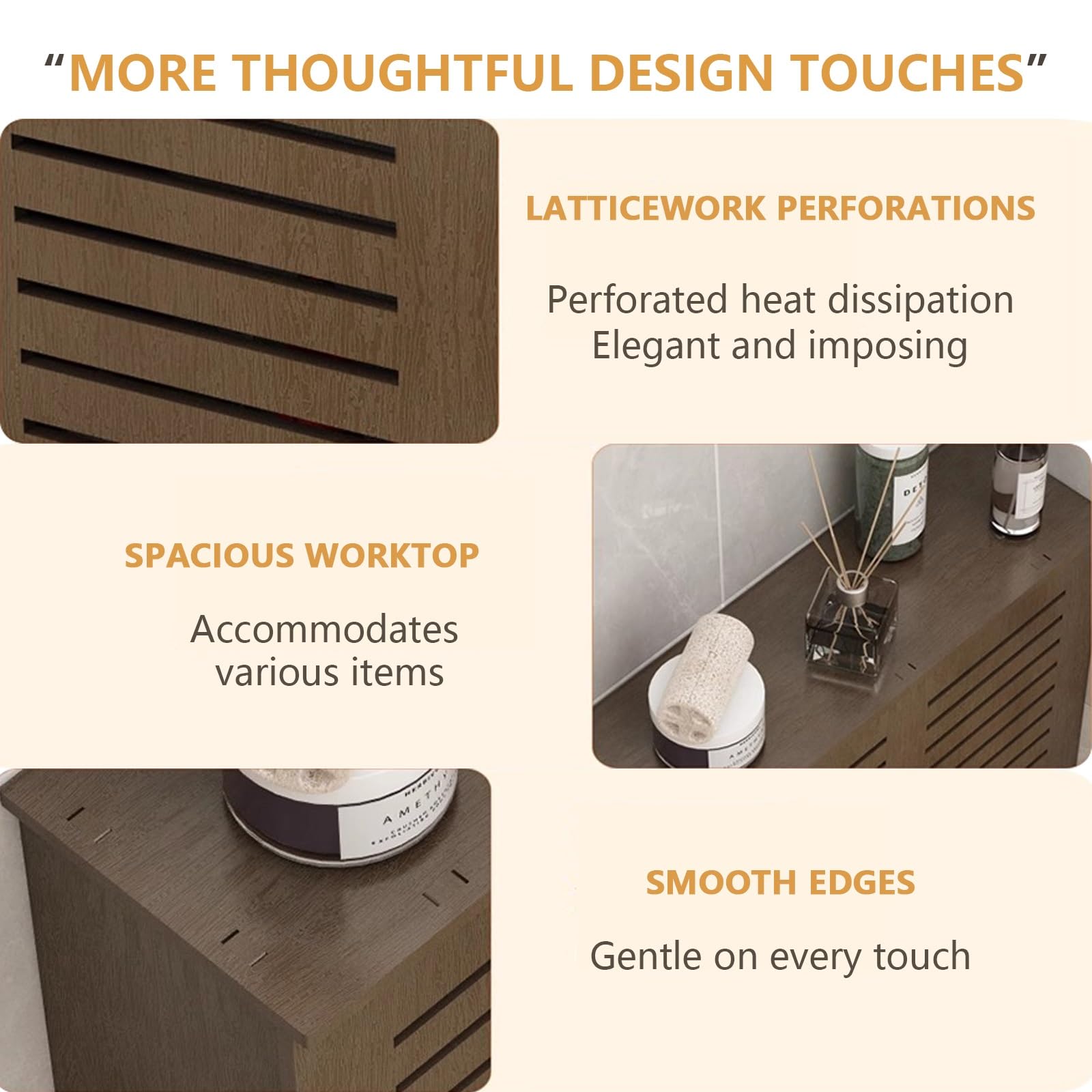 Armario de ocultación de radiador, PVC impermeable con chapa de grano de nogal, resistente a la humedad, dimensiones personalizables 70 x 70 x 15 cm para ocultar colectores de tuberías