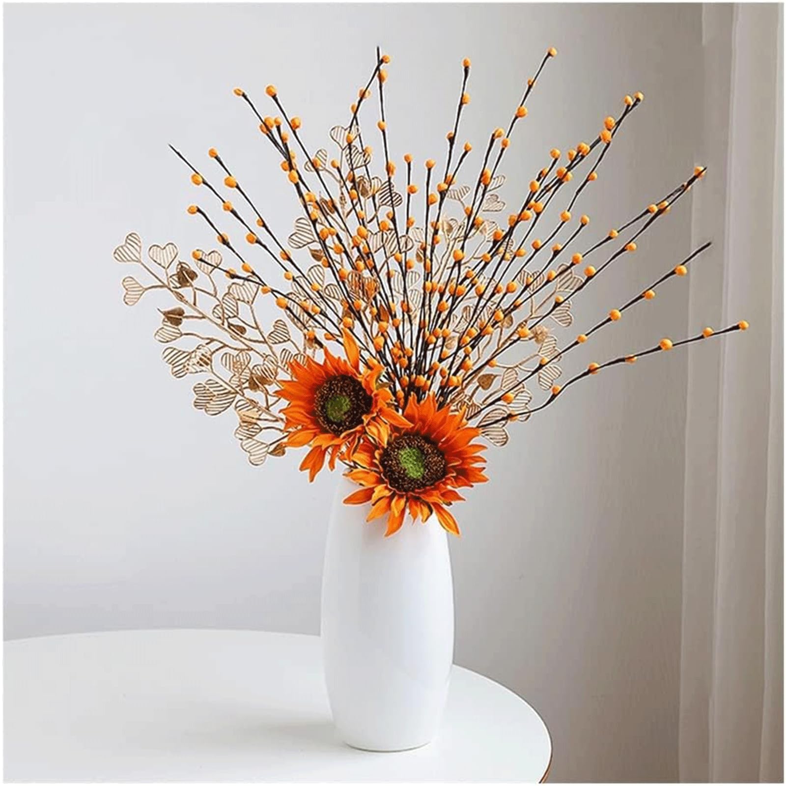 Girasole, salice Argentato Artificiale, Bonsai, Fiori Artificiali squisiti, Fiori Finti per Feste da Tavolo, Bouquet da Interni