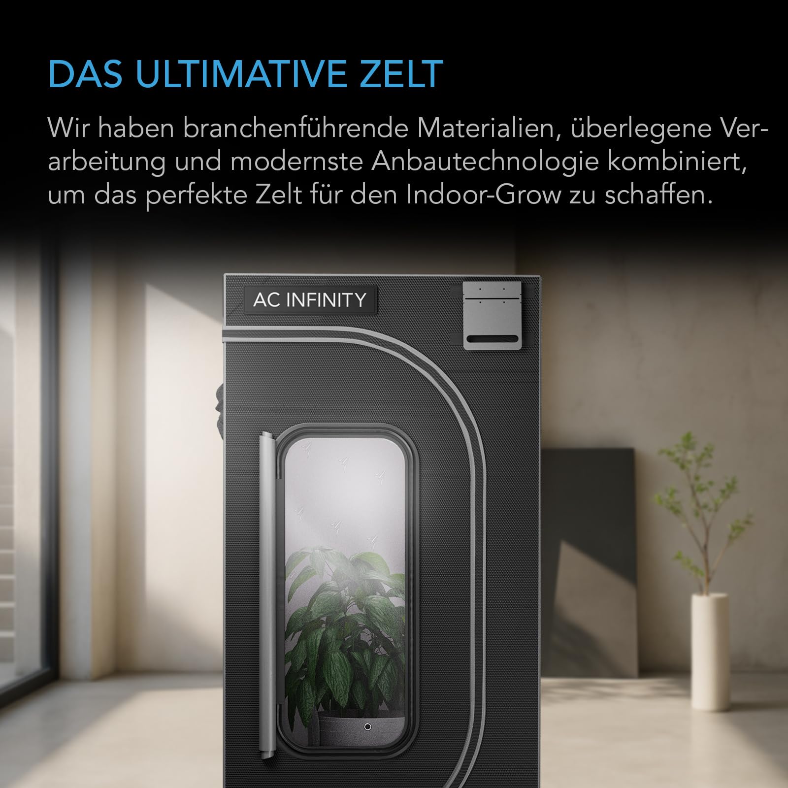 AC Infinity CLOUDLAB 722, Advanced Grow Zelt 60 × 60 × 180 cm, 25 mm Mylar-Canvas, 25 mm Stahlstangen, laborgetestet höchste Reflexion, großes Sichtfenster, Montageplatte für Controller, Indoor Grow