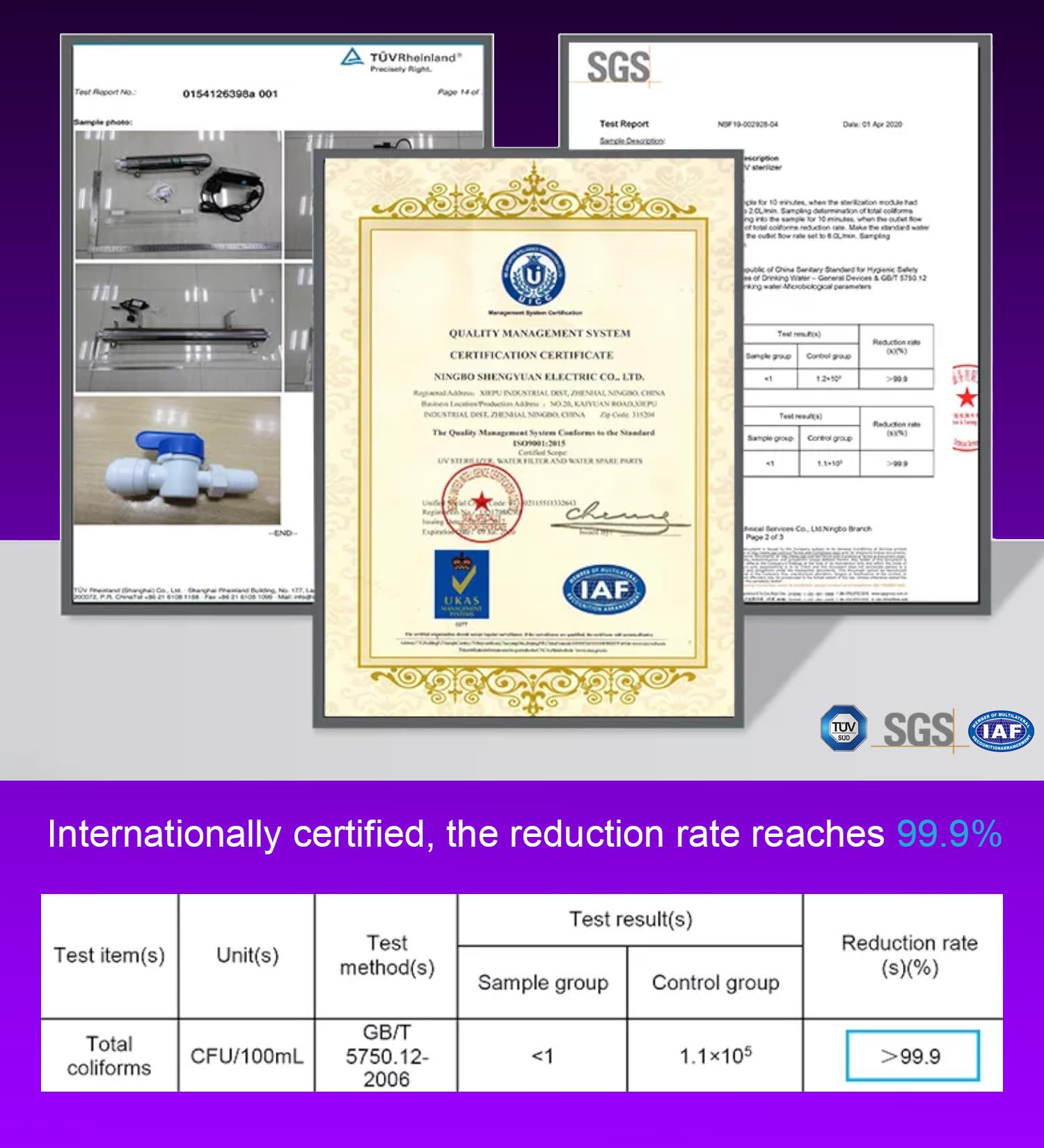 ALTHY - Filtro de agua ultraviolet, UV agua Esterilizador para purificador de agua debajo del fregadero o sistema de ósmosis inversa, con interruptor sensor flujo inteligente, 1GPM, 110-240V, 11W