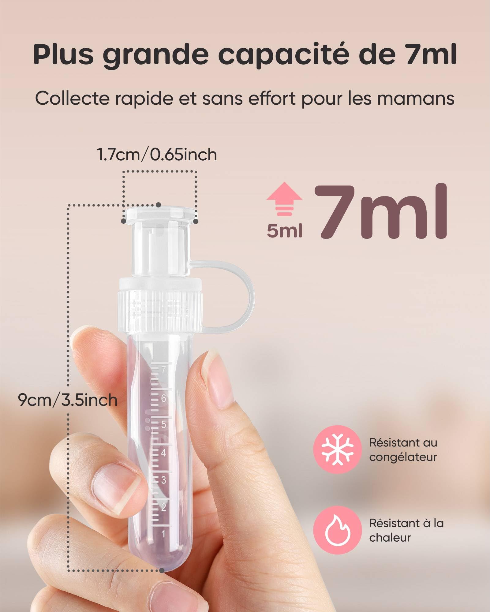 Nuliie Kit collecteur de colostrum 7 ml/8 pièces, étanche, réutilisable, résistant à la chaleur et au congélateur, sans BPA, avec lingette en coton, étui de rangement, brosse de nettoyage, prêt à