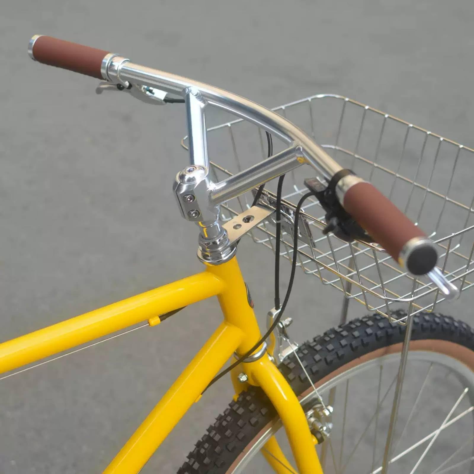 Guidon de Vélo Alliage Aluminium pour Vélo Structure Y Polie Maniement Équilibré Prise Confortable Adapté aux Trajets Quotidiens Promenades Urbaines, Noir, Guidon + Sac Triangulaire