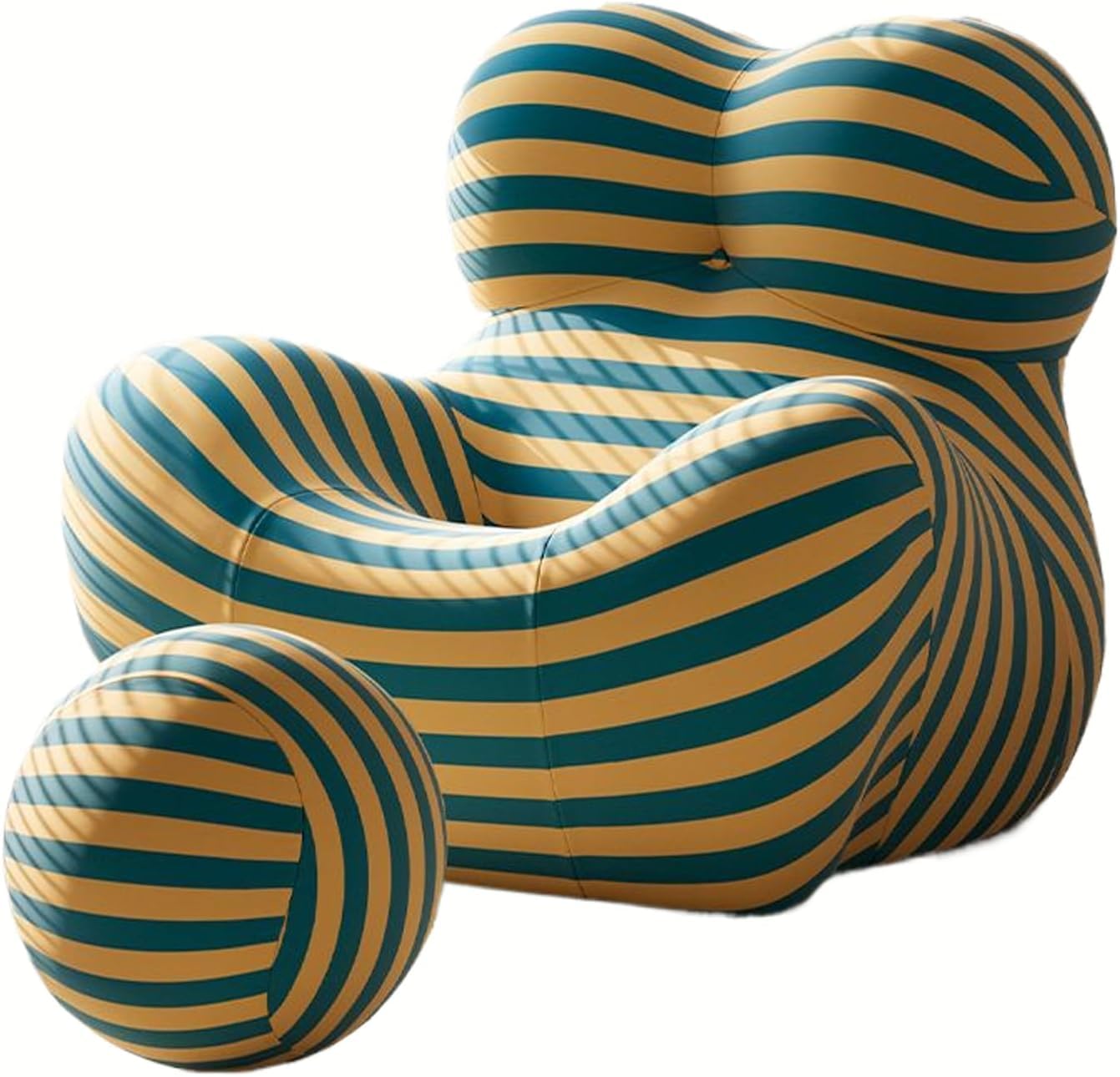 Nowoczesny zielony zestaw krzeseł wypoczynkowych z otomaną i podnóżkiem do wypoczynku wygodny fotel beczkowy 76 x 71 cm