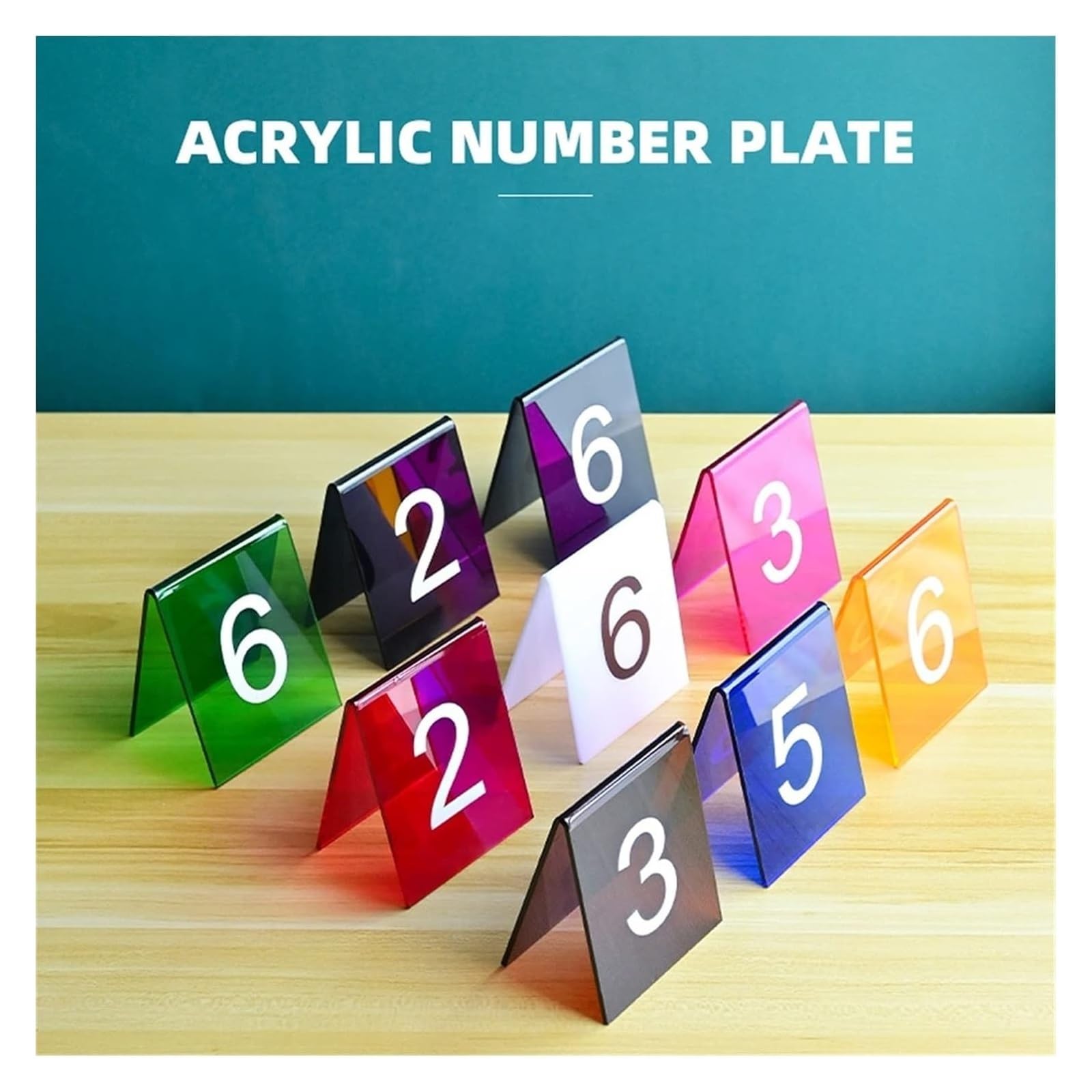 Numery stołów, Numery stołów w stylu namiotu, akrylowe, wielokolorowe, 3,1 x 2,4 x 3,5 cala(31-40)
