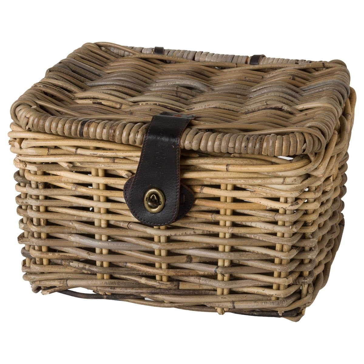 FAST RIDER Junior Fahrradkorb Vorne für Kinderfahrrad, 8L Fahrrad Korb für Schulranzen, Bike Basket mit Deckel, Ergonomisch, Modisch, Schutz vor Regen, Handgemacht - Rattan Beige