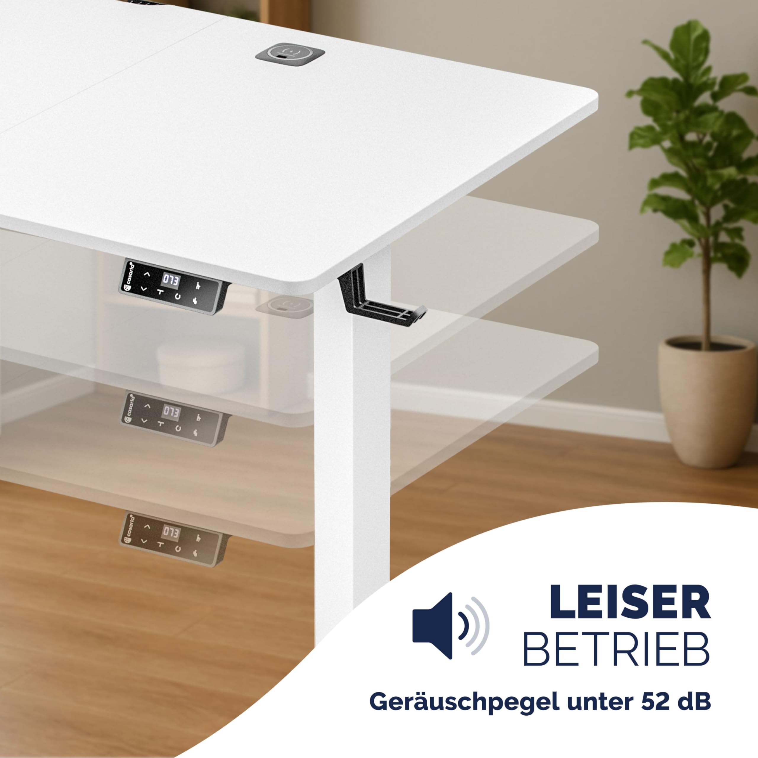 Casaria® Höhenverstellbarer Schreibtisch elektrisch 160 x 70 cm mit Wireless Charger & USB-C/A Anschluss LCD-Display Memory-Funktion 80 kg belastbar ergonomisch Weiß