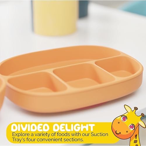 Miniatura 6 de Muqee Peeko - Juego de suministros de destete para bebés en color amarillo panal con platos para bebés con succión, cuencos para bebés con succión y