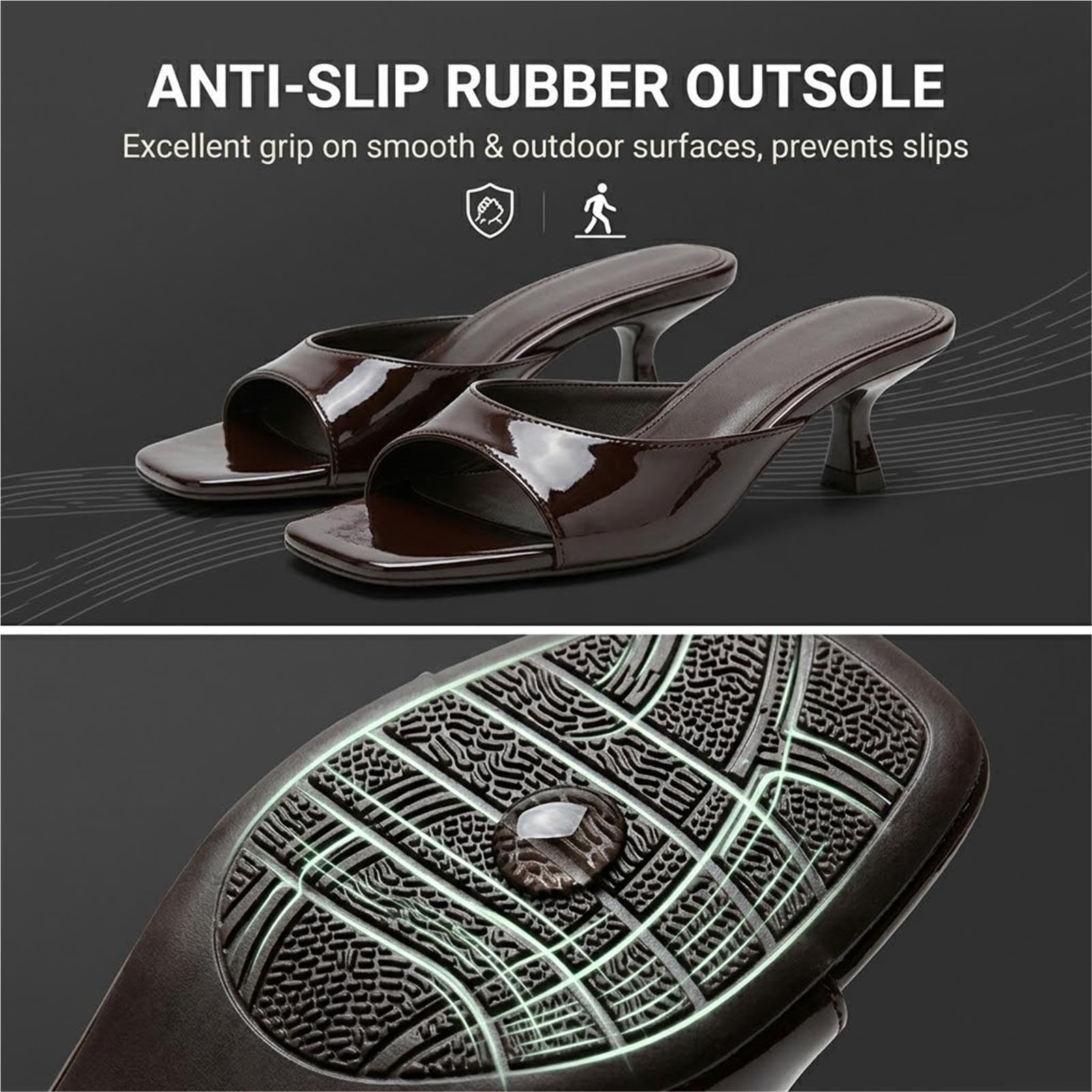 Sandali Con Tacco A Gattino Slip Con Punta Aperta Su Sabot Con Tacco Basso | Tomaia in PU, punta aperta rotonda, tacco da 1,77 pollici, slip-on, suola antiscivolo, versatile for feste(Dark red,40 EU)