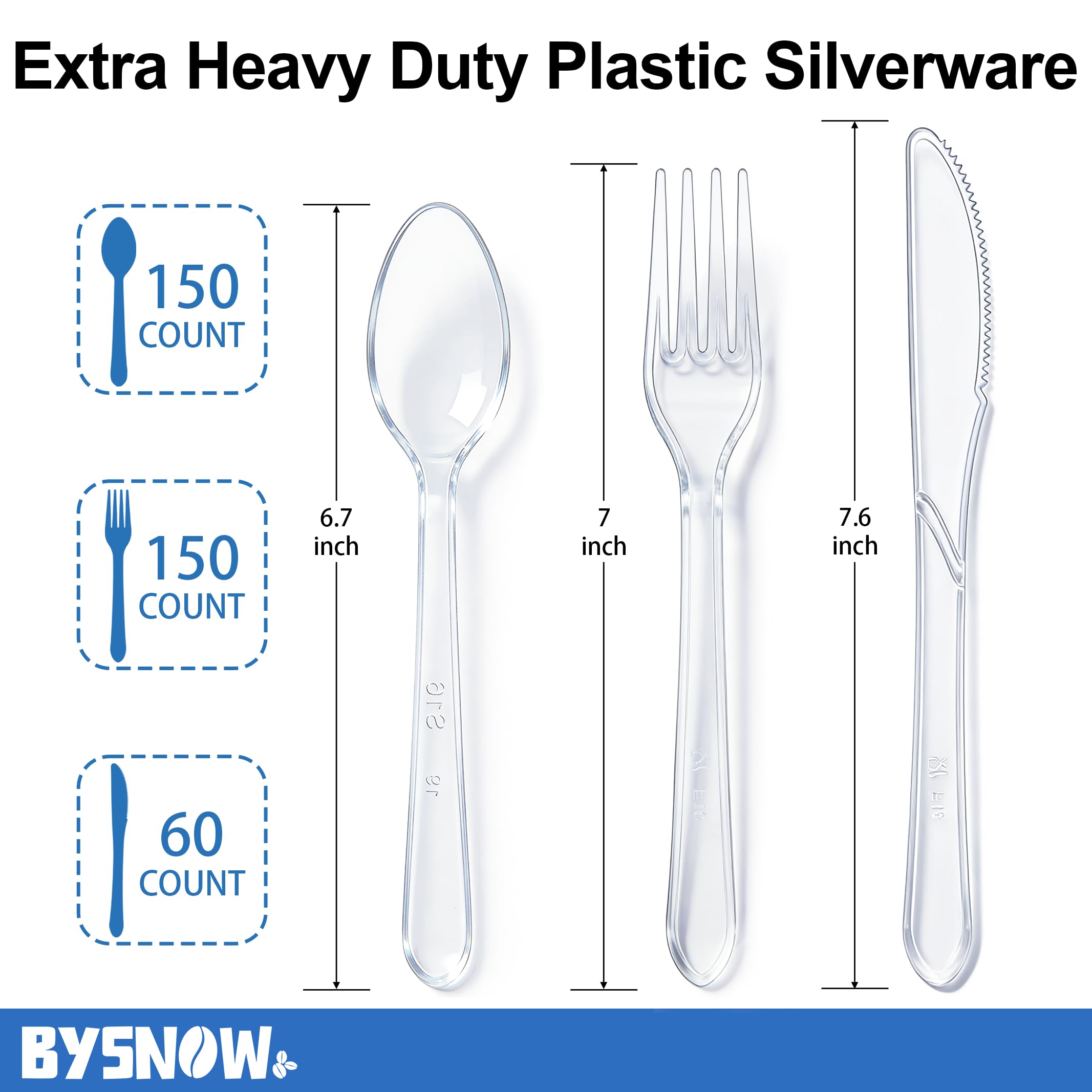 BYSNOW 360 Pack Heavy Duty Disposable Silverware -2