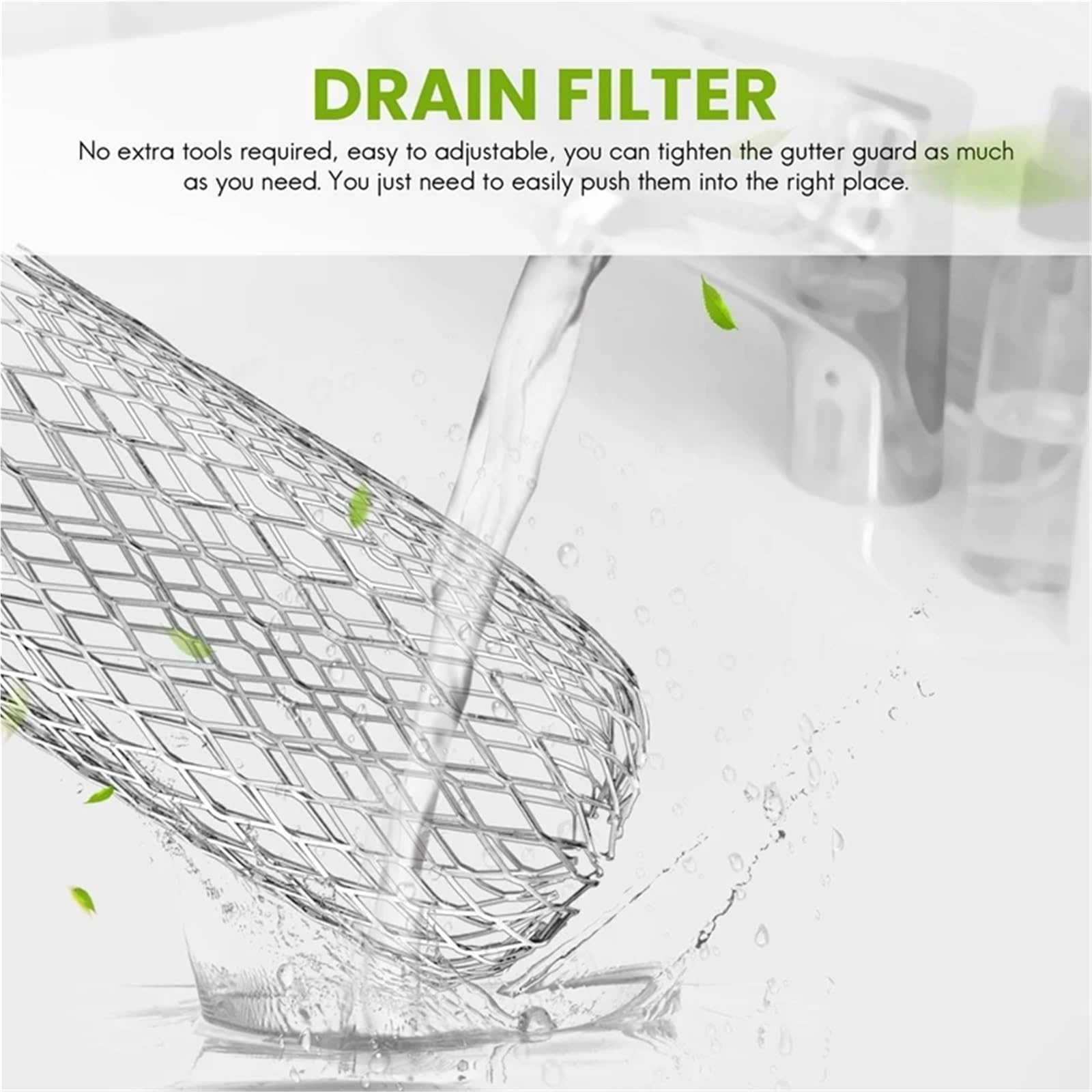 12 Uds protector de canalón filtro aluminio expandible bajante for detener hojas bloqueadas para Canalones