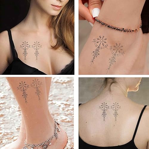 Miniatura 3 de Thor Seis hojas de tatuajes temporales para hombres y mujeres negro abstracto vikingo símbolos aislados sobre fondo blanco símbolo runa signos
