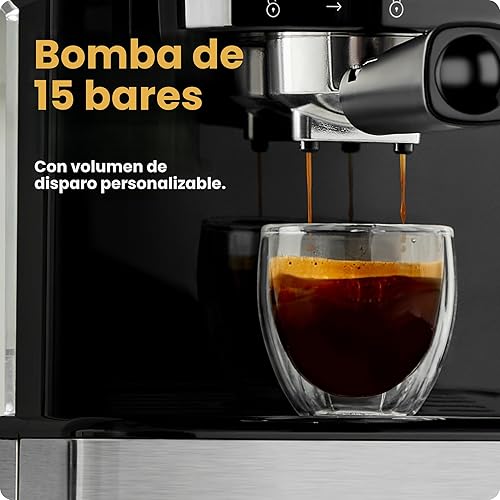 Miniatura 3 de Chefman CraftBrew - Máquina de café expreso digital con bomba de 15 bares con varita de vapor para café con leche y capuchino, máquina de café