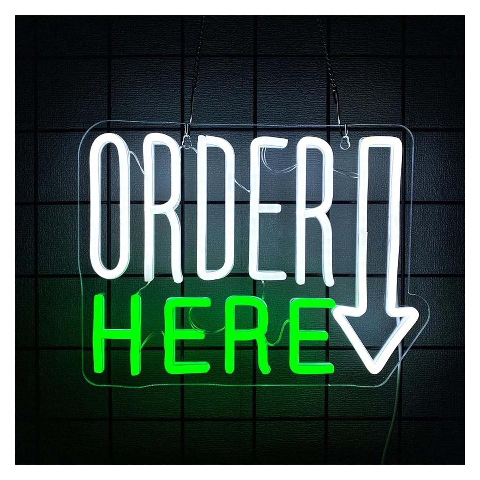 LEMST Signs Lamp Order Here Neon Sign Letter Light Dimmable USB Powered for Restaurant Shop Bar Front Desk Business Party Decor 31.5cmx24cm