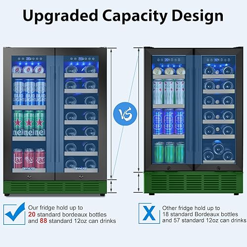 Miniatura 73 de Refrigerador de bebidas de 15 pulgadas, refrigerador de bebidas de 130 latas con puerta de vidrio y cerradura, compresor mejorado, bajo ruido