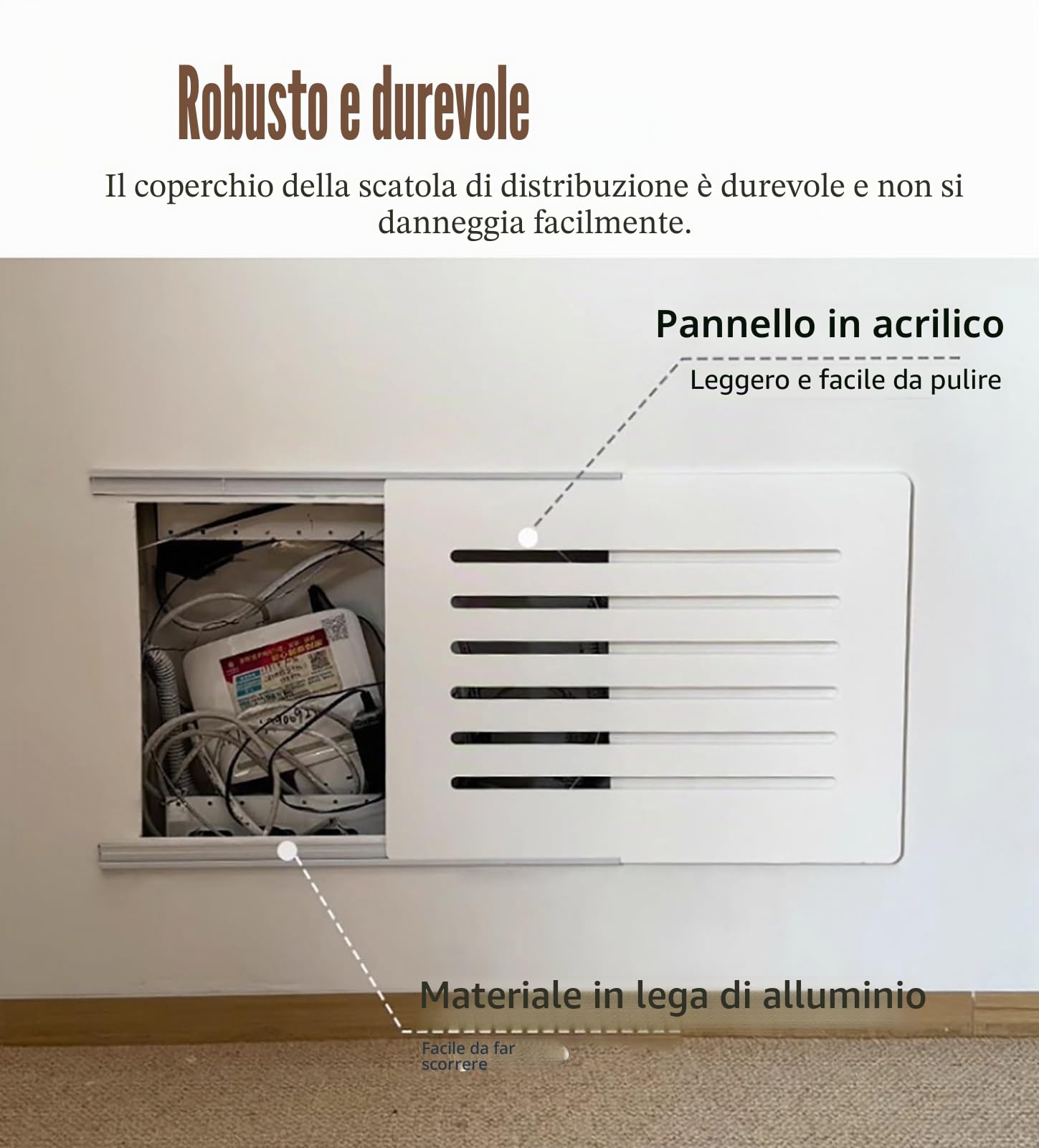 Copri Quadro Elettrico Copertura Scorrevole Per Quadro Elettrico Con Guida Autoadesiva, Copertura Decorativa Per Scatola Del Contatore Elettrico Extra Sottile Per Contatore Nascosto