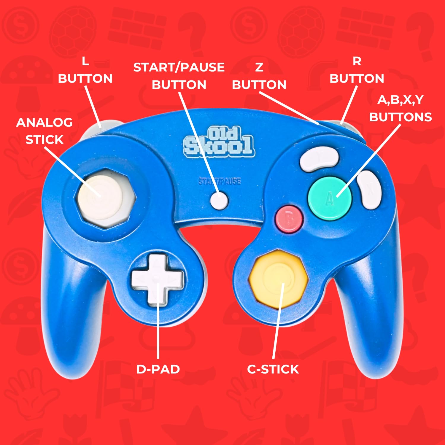Blue Wired GameCube Controller [Old Skool]: Video Games - Amazon.ca